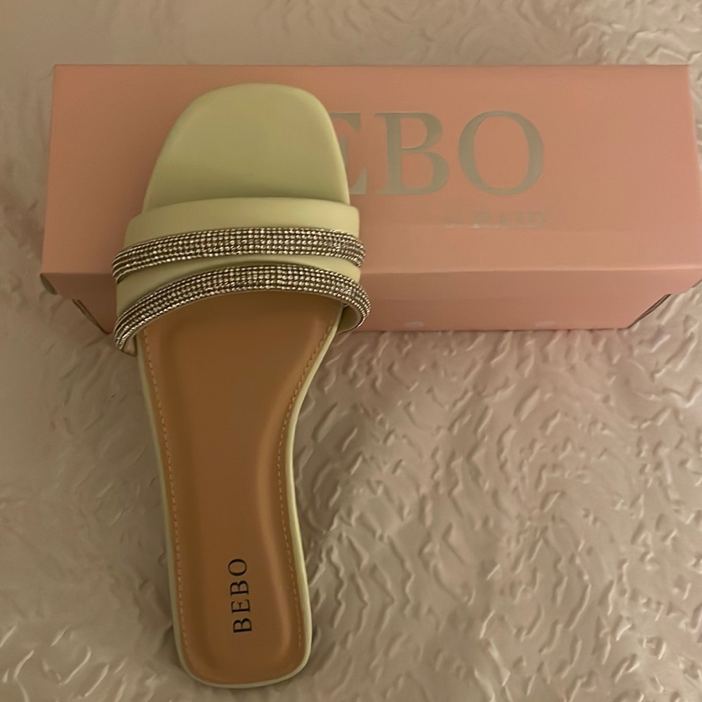Bebo Cayleen diamante flat sandal in lime